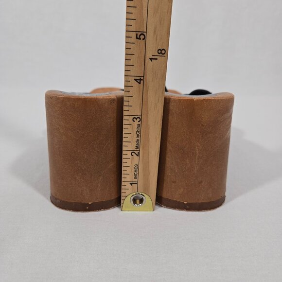 Vintage THE LEATHER COLLECTION Blue Leather Chunky Heels Platform Sandals Size 8 - Picture 16 of 17